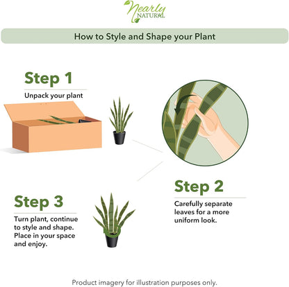 Nearly Natural, Green 4855 35in. Sansevieria with Black Planter