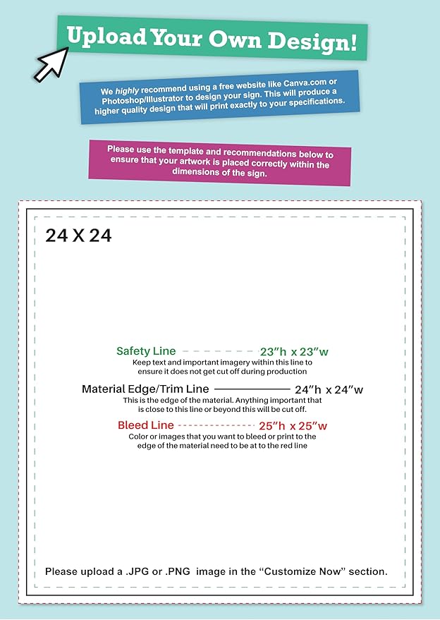 24x24" Double Sided Customizable Outdoor Yard Sign made from Corrugated Plastic with Metal "H" Stake, Easy to Design, Sign for Business, Garage or Yard Sale, Home, Office, (24" x 24")