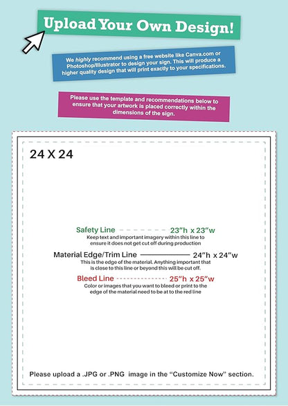 24x24" Double Sided Customizable Outdoor Yard Sign made from Corrugated Plastic with Metal "H" Stake, Easy to Design, Sign for Business, Garage or Yard Sale, Home, Office, (24" x 24")