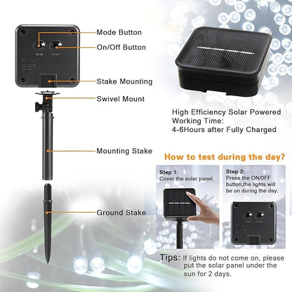 4 Pack Solar String Lights Outdoor, 400 LED Extra-Long 156Ft Solar Lights Outdoor with 8 Lighting Modes, IP65 Waterproof for Garden, Patio, Xmas, Balcony, Tree, Wedding, Party Decor (White)