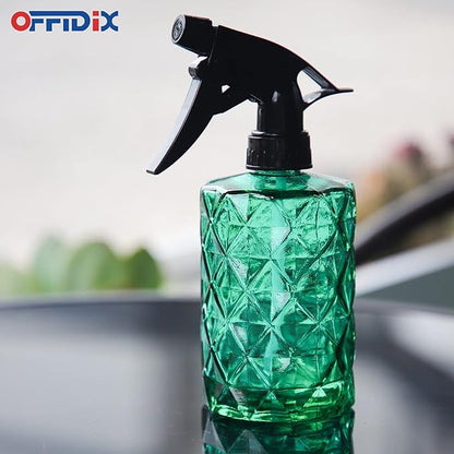 OFFIDIX Fine Mist Plant Mister, Handheld Pressure Glass Spray Bottles, 0.35L/11.8oz Watering Can with Adjustable Nozzle for Outdoor Indoor Gardening and Cleaning Work (Green)
