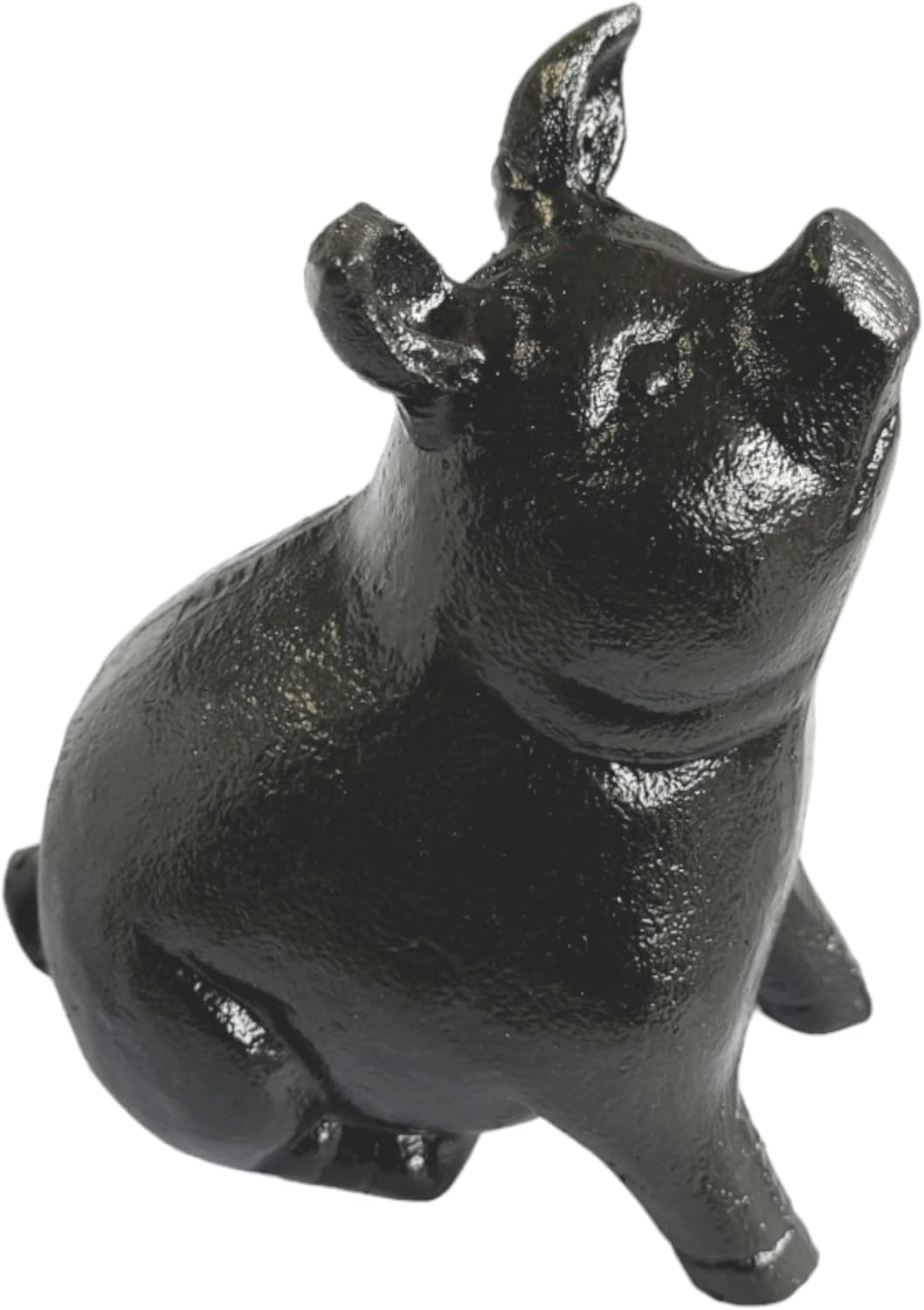 NACH Cast Iron Pig Statue - Sitting Pig, Rustic Garden Sculpture, Black Door Stop/Paperweight, JS-90-7151