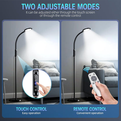 Happy Light Therapy lamp 11000 Lux, LED UV-Free Sunlight lamp,Full Spectrum Happy Therapy lamp with 10 Adjustable Brightness Levels, 2 in 1 Retractable Floor Sad Lamp (Black)