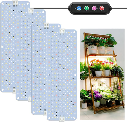 40W Ultra-Thin Panel Full Spectrum Grow Lights, 768 LEDs Growing Light for Indoor Plants with Daisy Chain Function, Grow Lights for Seed Starting with 4/8/12H Auto On/Off Timer (4pcs)