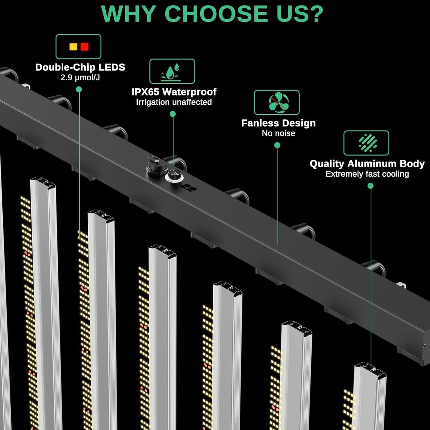 800W LED Grow Light, Full Spectrum Plant Grow Lights, 6 * 6 Ft Coverage Dimmable Daisy Chain Plant Grow Lamp with 8 Light Bar for Indoor Plant Growth, Vertical Farming, Commercial Hydroponic Grow