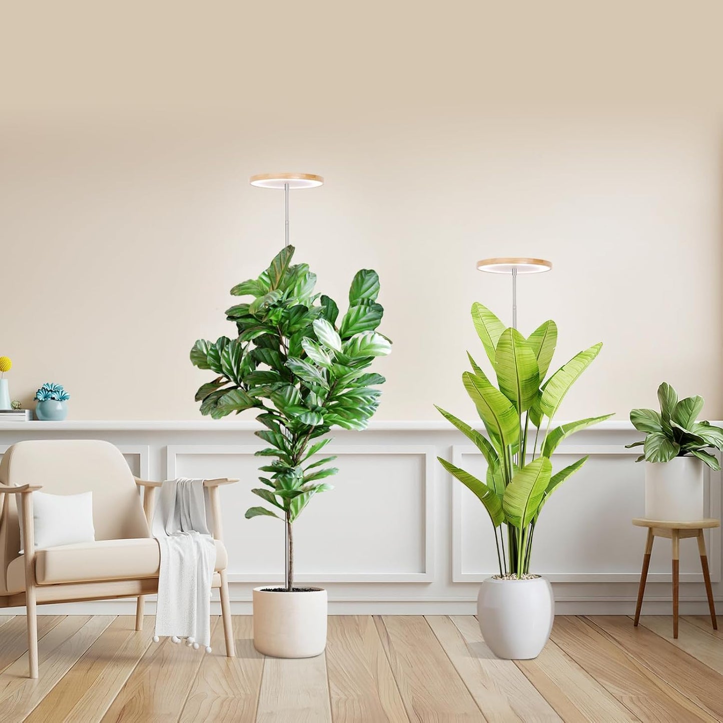 LBW Plant Grow Light Bamboo Plants Grow Lights for Indoor Full Spectrum LED Plant Grow Light, 4/8/12H Recurring Timer