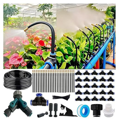Drip Irrigation Kit Automatic Watering System for Potted Plants, 360 Degree Adjustable Copper Micro Sprinklers, Quick Connect Tubing Fittings for Garden, Lawn, Patio, Balcony(25 Nozzles)