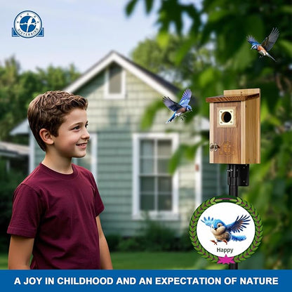 Pack of 2 Bluebird Houses for Outside, Premium Wooden Bird Houses for Outdoor, Weatherproof Blue Bird House, Bluebird Swallow Chickadee Wren, Assembly Required
