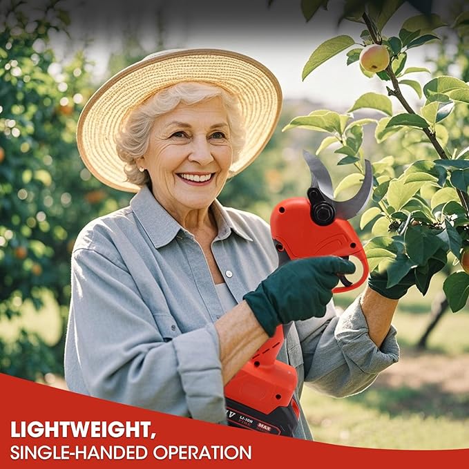 Electric Pruning Shears，2 inches (50mm) Cutting Diameter，Cordless Pruning Shears with LCD Display，2pcs 2000mAh Rechargeable Lithium Battery, 2pcs Upgraded SK5 blades