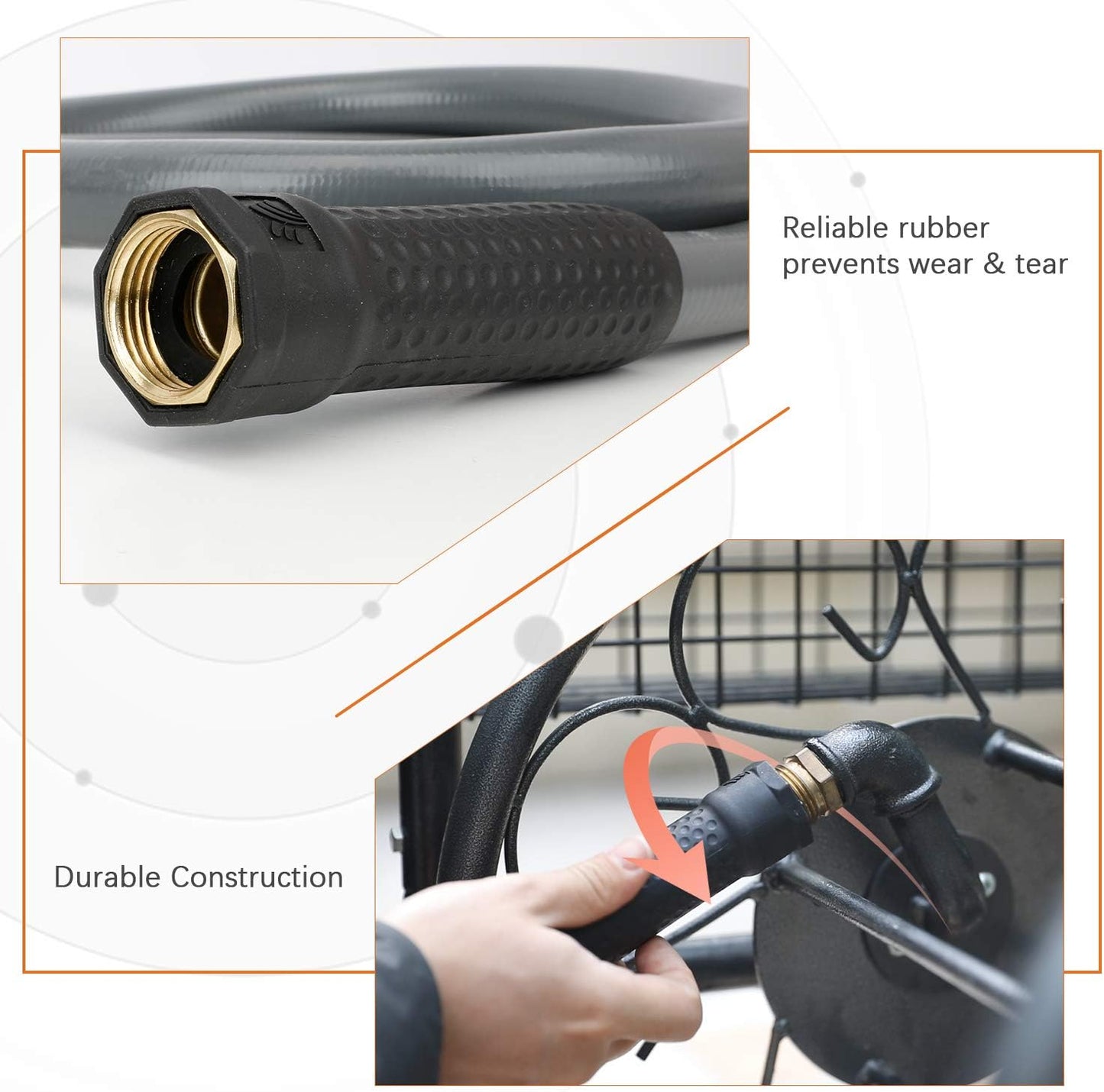 Worth Short Lead-in Gray Garden Hose 3/4 in. x 5 ft. -Kink Free, No Leaking, Male/Female Fittings -Heavy Duty Durable Flexible Lightweight Water Pipe -Brass Aluminum Ends for Household & Commercial