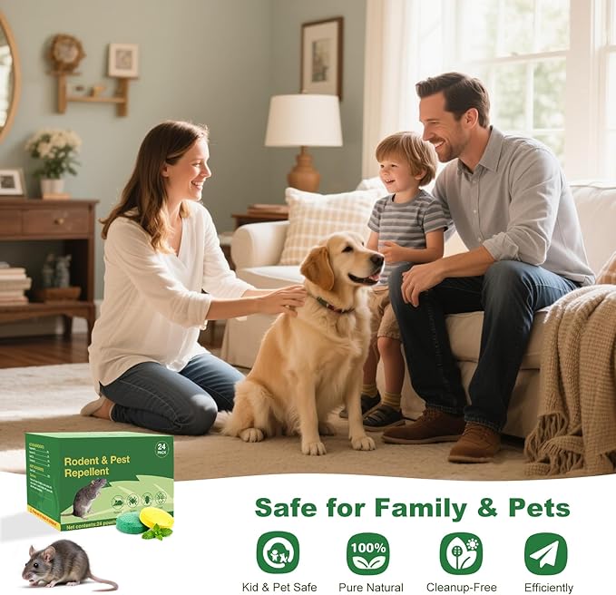 Rodents Repellent with Peppermint Oil for Squirrel - Mouse/Rat/Mole Repellent Balls for Indoor/Outdoor, Car Engines, Garage, Attic - Mice Deterrent Alternative to Moth Balls & Mouse Traps. (10 Pack)