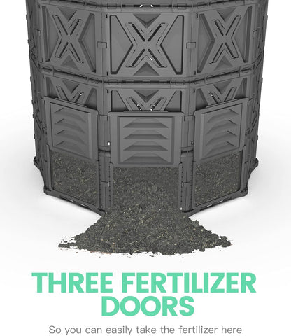 Large Compost Bin - 190 Gallon (720 L) Garden Composter with Better Aeration System, Easy Assembling/BPA Free/Sturdy/Outdoor Compost Tumbler