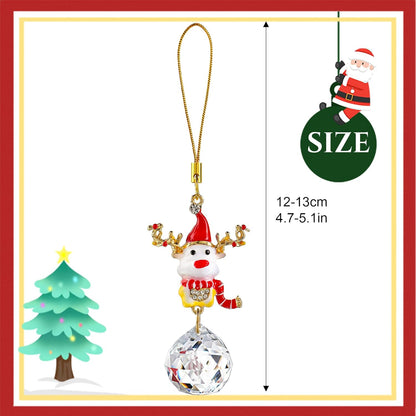 H&D HYALINE & DORA Christmas Suncatchers Set Christmas Elk Gnome Snowman Hanging Crystals Pendant for Xmas Tree Home Decor(4 Pack)