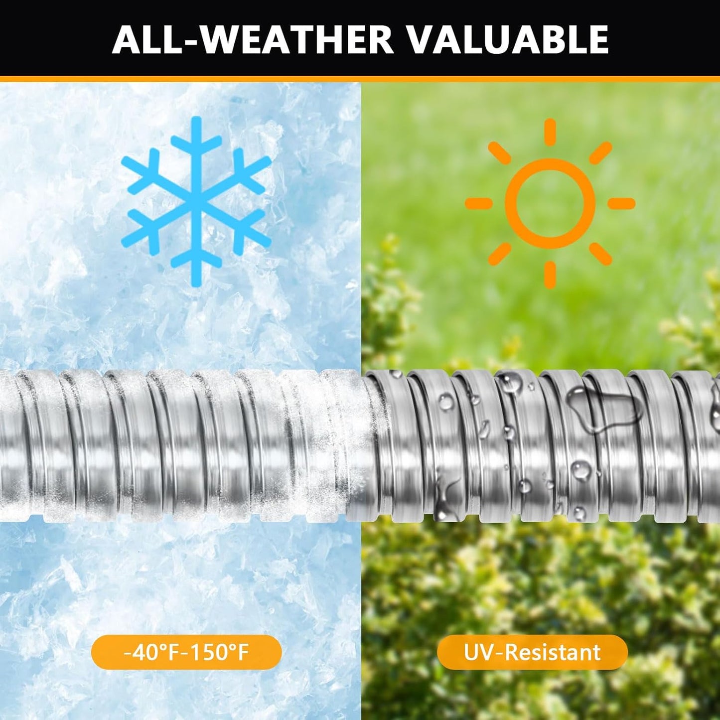 Metal Garden Hose 10ft, Short Stainless Steel Water Hose with Solid Fittings 3/4", Leak-Proof Small Hose for Outdoor,Outside,Yard,Lawn Patio