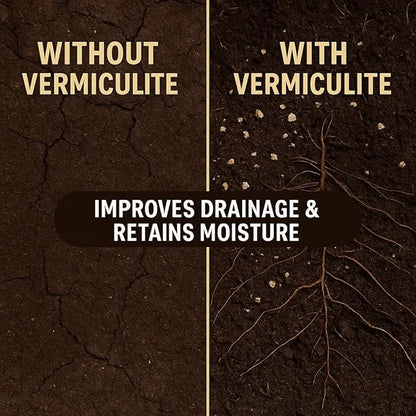 Horticultural Organic Vermiculite for Plants - Medium Grade - Natural Soil Additive for Gardening, Houseplants, Mushrooms, Potted Plants, Hydroponics, Terrariums (3 Quart)