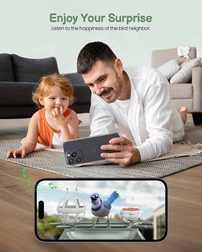 Bird Feeder with Camera Outdoor Solar: Smart Birdfeeder Cam for Outside Garden - 2K HD Live Video Camera AI Recognition Visible Window Auto Capture - Bird Lover Gifts