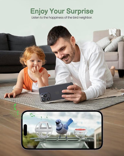 Bird Feeder with Camera Outdoor Solar: Smart Birdfeeder Cam for Outside Garden - 2K HD Live Video Camera AI Recognition Visible Window Auto Capture - Bird Lover Gifts