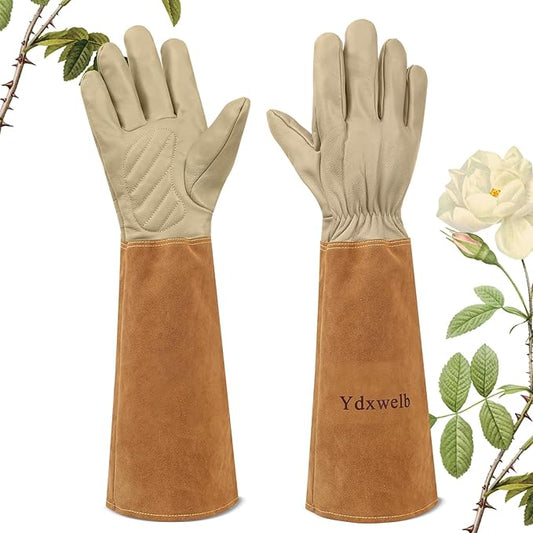 Long Gardening Gloves Women/Men Thorn Proof Rose Pruning Gauntlet Cactus Gloves Goatskin/Cowhide Garden Gloves(1 Pair)