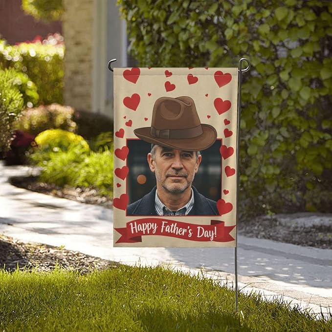 Custom Father Garden Flag for Outdoor Personalized Father's Yard Flags Decor Customized Flag Add Your Own Picture/Text House Lawn Banner Double Sided Home Wall Decoration 12.5x18 28x40