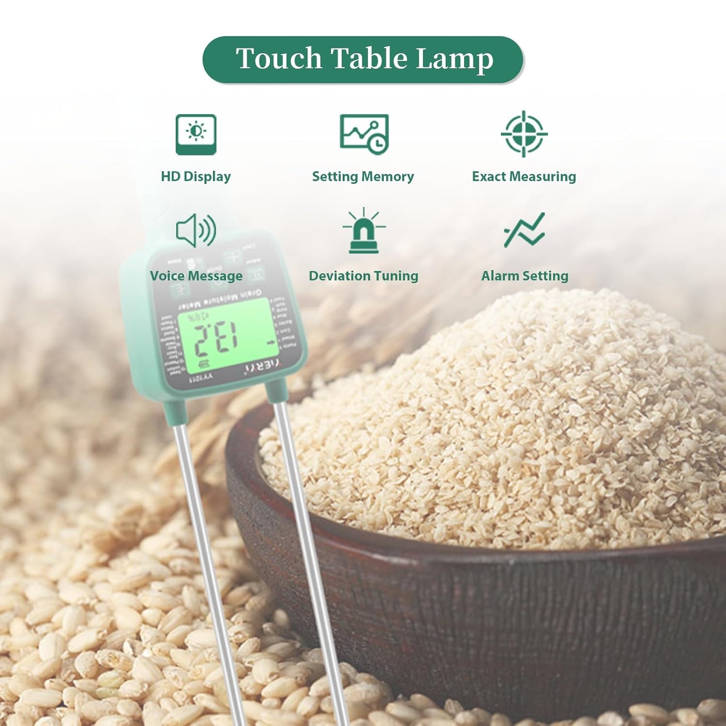 Portable Hay Moisture Meter, LCD Digital Tool Moisture Meter, Wheat Soybean Grain Moisture Tester, with Voice Broadcast, for bran, Forage Grass, Testing Fibre