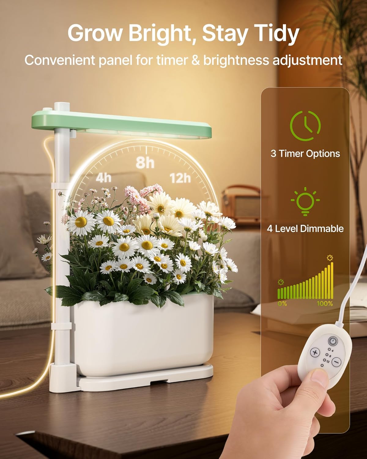 SUNCOZE Hydroponics Growing System Kit with 3 Pods – Full Spectrum LED Grow Light, Adjustable Height Indoor Herb Garden, Educational-Ready Hydroponic System for Kids and Beginners，Gardening Gifts