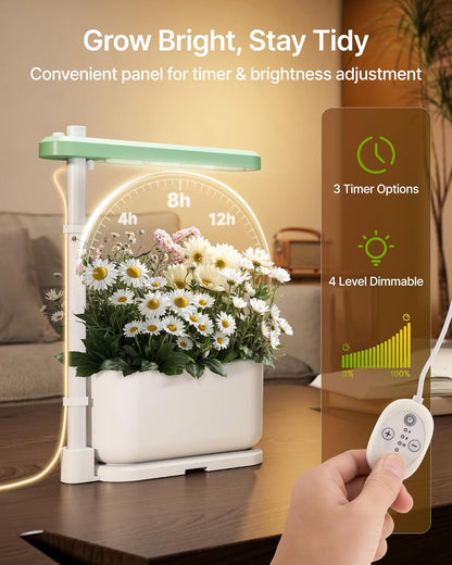SUNCOZE Hydroponics Growing System Kit with 3 Pods – Full Spectrum LED Grow Light, Adjustable Height Indoor Herb Garden, Educational-Ready Hydroponic System for Kids and Beginners，Gardening Gifts