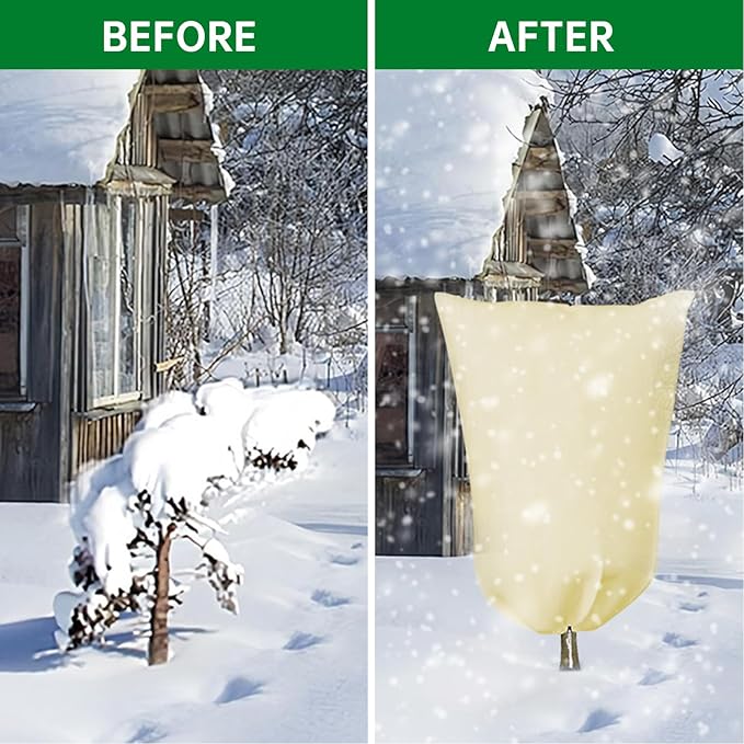 Frost Cloths for Outdoor Plants, 60" X 70" Plant Covers for Winter, 2 Packs Frost Blankets for Outdoor Plants, Frost Cover with Zipper Drawstring | Plant Covers Freeze Protection
