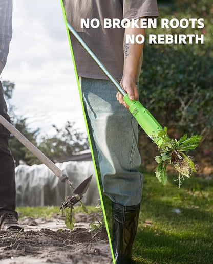 Electric Weed Puller Tool: 21V Battery Powered w/ 2pcs 2000mAh, Heavy Duty 3-Claw Steel Root Weeder Stand-Up Remover Picker Grabber Popper, for Dandelion Lawn Garden Yard EWP001