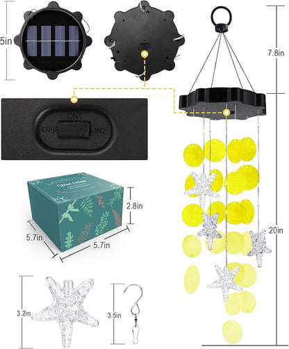 Toodour Solar Wind Chimes for Outside, Shells Light Gifts for Mom Grandma Women Wife Girls, Waterproof Solar Outdoor Decorative Mobile Light for Holiday Garden Porch Yard Outdoor Decor (Warm White)
