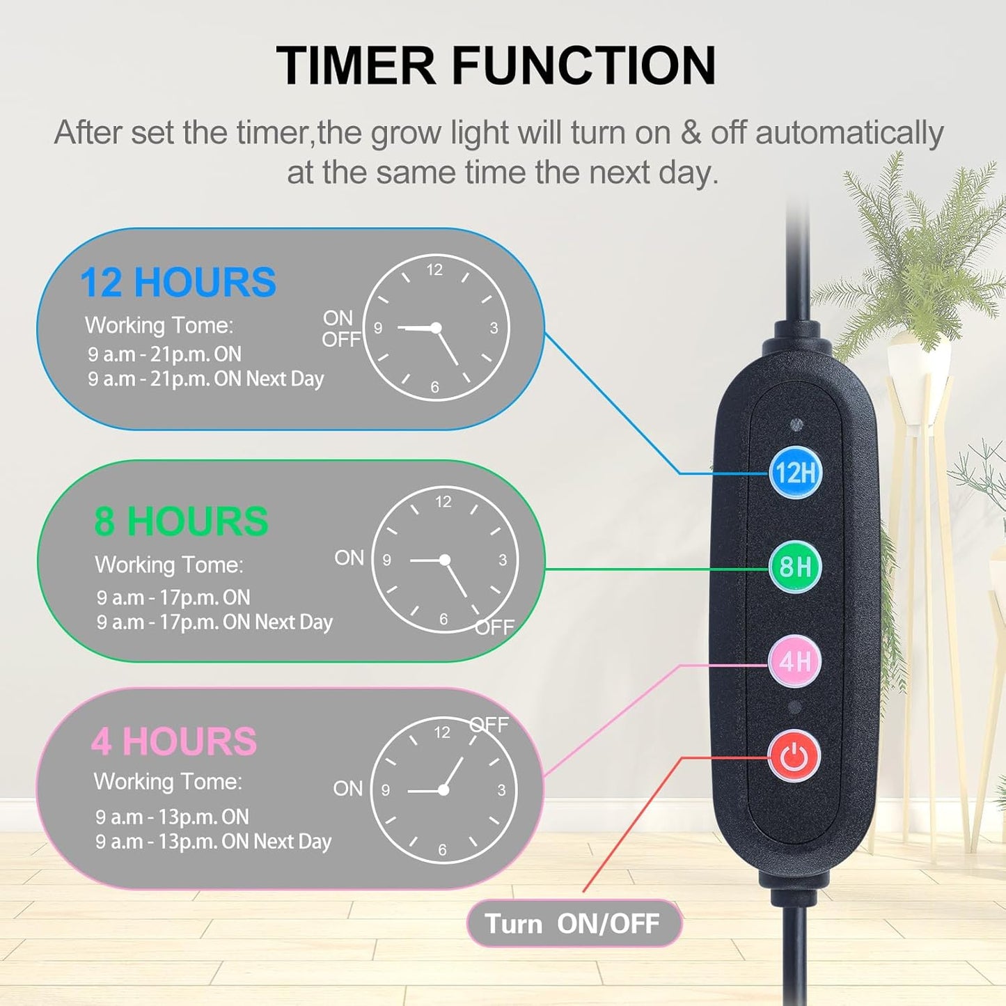 Tabletop Grow Light, Orchbloom Grow Lights for Indoor Plants 25W, Natural Sunlight Full Spectrum Plant Growing Lamps for Houseplants & Bonsai, 4/8/12 Hr Timer Plant Light Auto On/Off Everyday