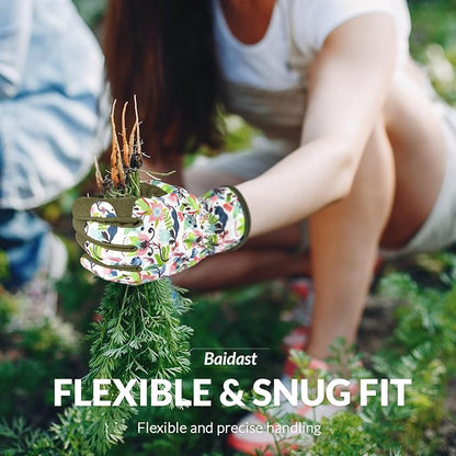 Baidast Gardening Gloves for Women Garden Gloves for Womens Thorn Proof for Women's Gifts Digging Planting Pruning Weeding(Green+White)