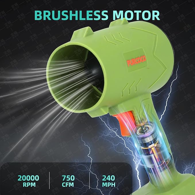 Cordless Leaf Blower Dust Cleaner Handheld Electric Air Duster Jet Dry Mini Blower Turbo Fan for Cars Computer Lawn Care, Patio Cleaning by 2PCS Batteries (Green)