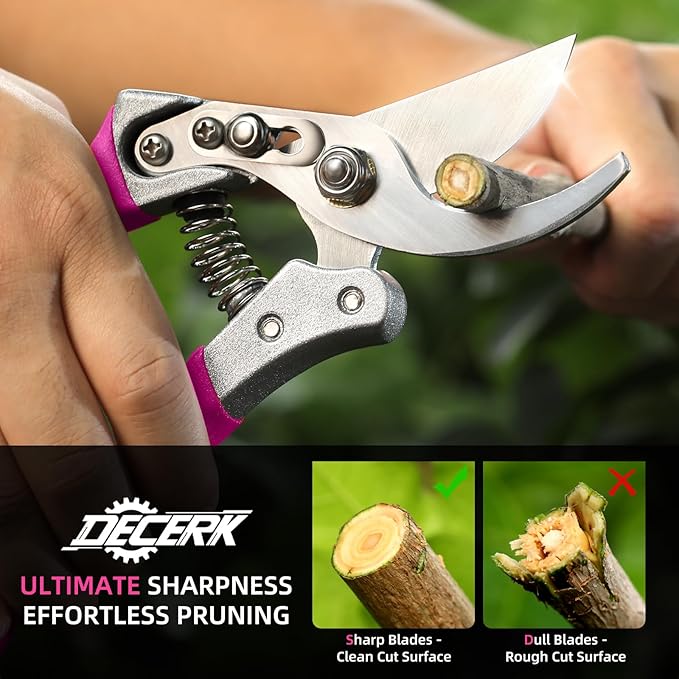 8.5" Professional Bypass Pruning Shears – Heavy Duty Garden Scissors & Clippers for Branch Trimming, Ultra Sharp SK5 Blade, Ergonomic Handle, Perfect Gardening Gift for Women, 2025 Pink Tools