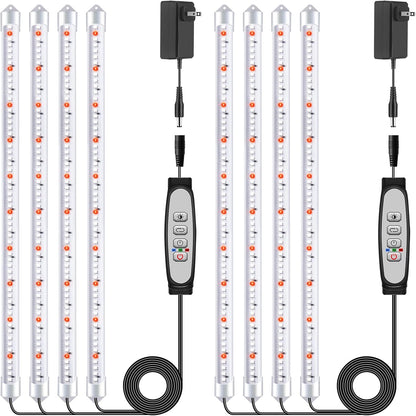 4 Bars Grow Light Strips for Indoor Plants with Auto ON/Off Timer 6/12/18H, 5 Dimmable Levels for Shelves Plant Growing(Pack 2)