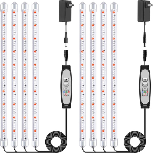 4 Bars Grow Light Strips for Indoor Plants with Auto ON/Off Timer 6/12/18H, 5 Dimmable Levels for Shelves Plant Growing(Pack 2)