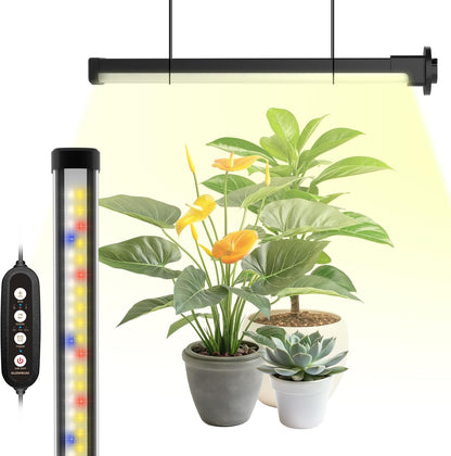 GLOWRIUM Grow Lights for Indoor Plants, 10W Full Spectrum LED Vertical Plant Grow Lights with Auto-Timer, 3 Light Modes, 6-Level Dimmable (15in)