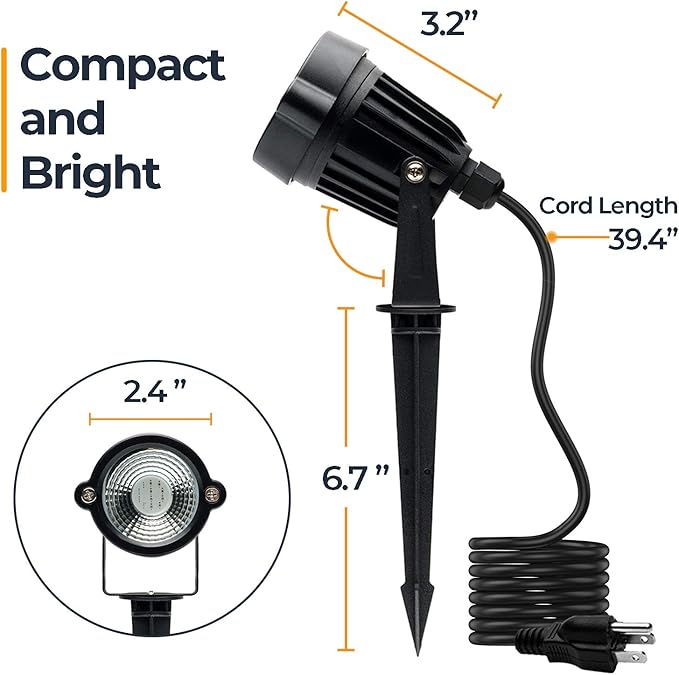 Spot Lights Outdoor Spotlights with Timer, RGB 5W 120V Waterproof Landscape Uplights for Lawn, Yard, Trees, Garden, 6 FT Cord, US Plug, 6 Lights