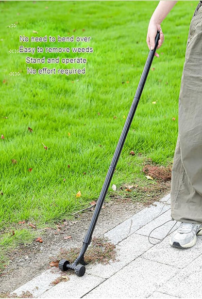 Crevice Weeding Tool with Wheel,Adjustable Handle Length, Allowing for Effortless clearing of Weeds in Corners.