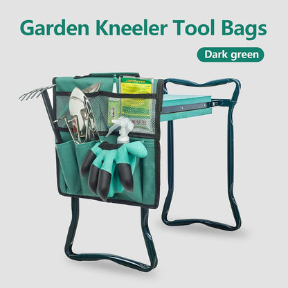 Garden Kneeler Tool Bag Stool Pouch Seat Storage Tote Hanging Organizer with Handle Pockets Waterproof Portable Gardening Kneeling Chair Bag Hand Tool Holder Bag for Outdoor Gardening