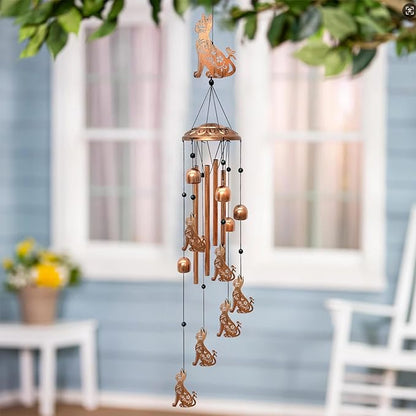 Cat Wind Chimes for Outside, Metal Windchimes Outdoors Birthday Gifts for Women Memorial Sympathy Wind Chimes for Patio Garden Yard