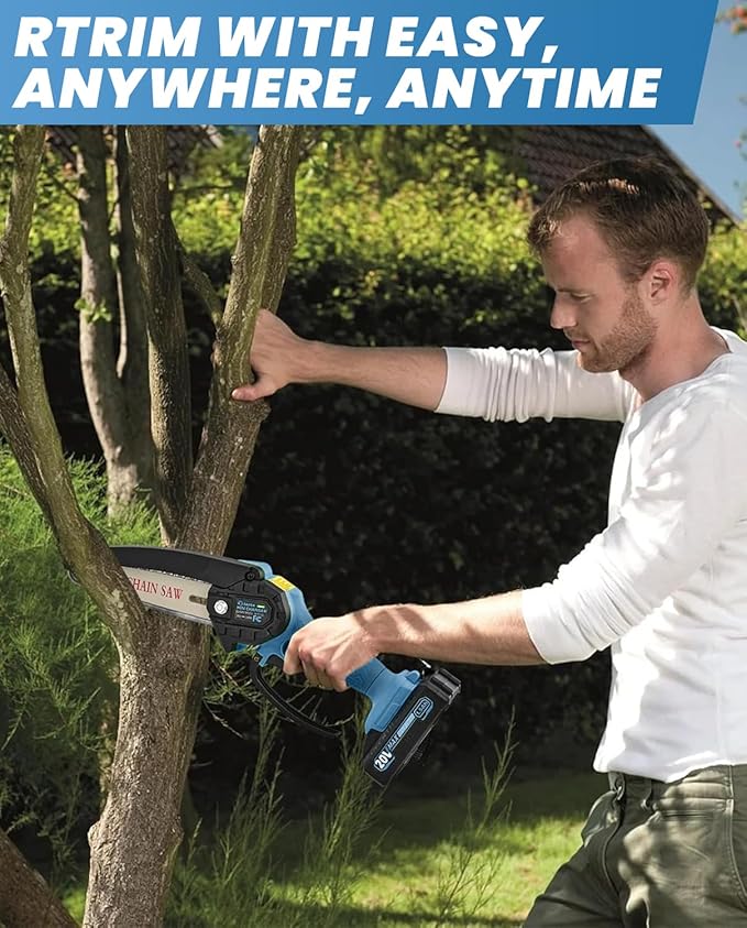 Saker Mini Chainsaw|6 Inch Chainsaws[2025 Upgraded]|Mini Cordless Electric Chain Saw|Small Handheld Portable Chain Saws Battery Powered Saw for Tree Trimmer and Garden,Christmas Gifts