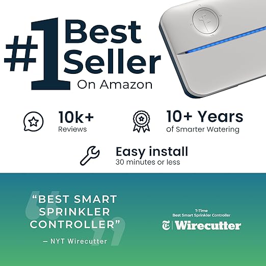 Rachio WiFi Smart Sprinkler Controller (16-Zone Irrigation Remote Control) – App-Based Scheduling, Local Weather Intelligence, Rain Skips, Easy DIY Install