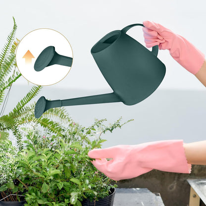 Plastic Watering Can - for Indoor and Outdoor House Plant Garden - with Long Spout - 1/2 Gallon - Blackish Green