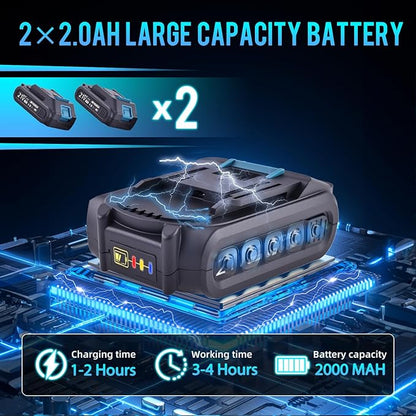 Electric Pruning Shears Cordless,1.6" Brushless Power Pruner with 2x2.0Ah Batteries,21V garden shears 2.5" Max Opening with LCD Display & 3 Pairs SK5 Blade for Tree Trimming,Branch Cutting