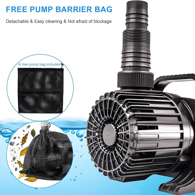 OYO WATER Outdoor Large 3900gph-230W 32.8FT Pond Water-fall & Kio Fish Fountain-s &Garden Pump Submersible IPX8: Long 32.8FT Cord Smart-er & Quieter Duck & Yard &Patio Ponds Pumps, 1 Barrier Pump Bag