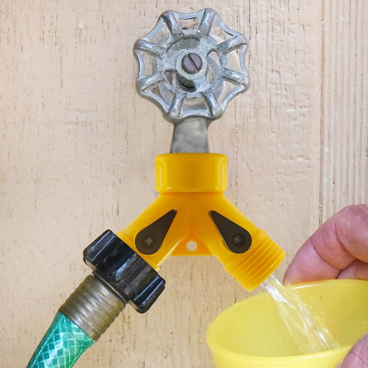 6 Pcs 2 Way Hose Adapter Y Valve Garden Hose Connector Non Rust Spigot Faucet Adapter, 3/4 Garden Hose Y Connectors Plastic Hose Splitter with Faucet Watering Shut Off Valves (Yellow)