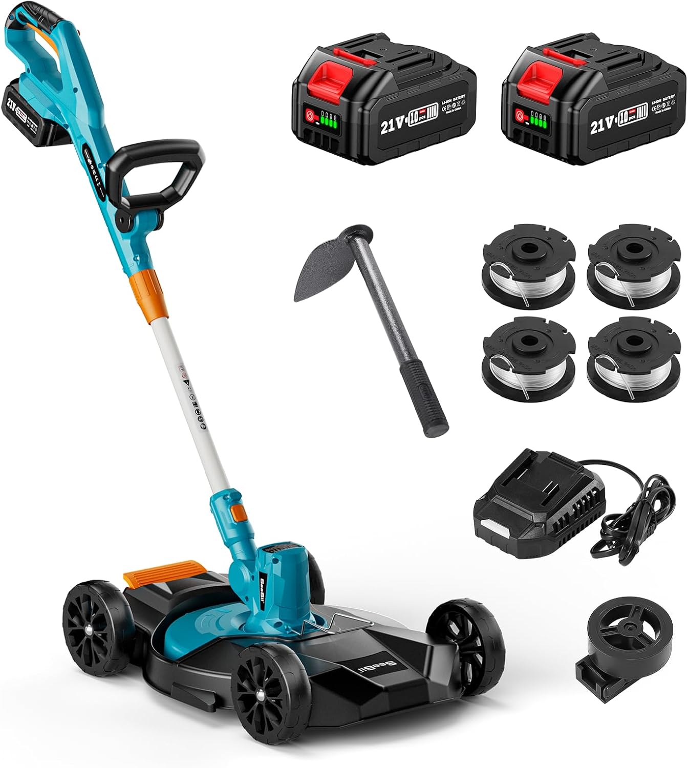 SEESII 3-in-1 String Trimmer Cordless: 12-Inch Weed Wacker with 2 * 4.0Ah Battery & 21V Charger, Lightweight Electric Grass Trimmer/Edger for Lawn Care & Gardens