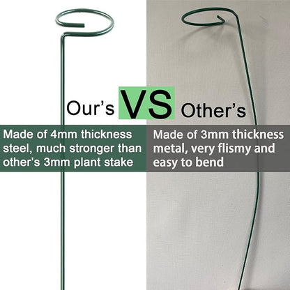 HiGift 10 Pack 36 Inch Plant Support Stake for Tall Plant, Garden Single Stem Flower Support Stake Indoor Plant Cage Support Ring for Peony, Orchid, Lily, Rose