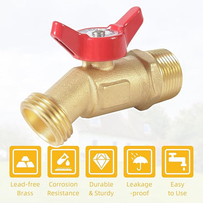 12 Pack Hose Bibb Brass Ball Valve, 3/4" Male NPT Inlet x 3/4" Male GHT Threaded Garden Hose Outlet Connector, 1/4-Turn Sillcock Water Spigot Hose Bibb Valve (3/4" x 3/4")