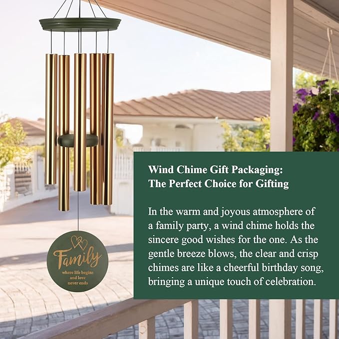 Wind Chimes for Outside, Large Outdoor Windchimes with Engraved Tree of Life, Premium Tuned Metal Chimes for Mother/Grandma, Home & Garden Decor with Soothing Tone